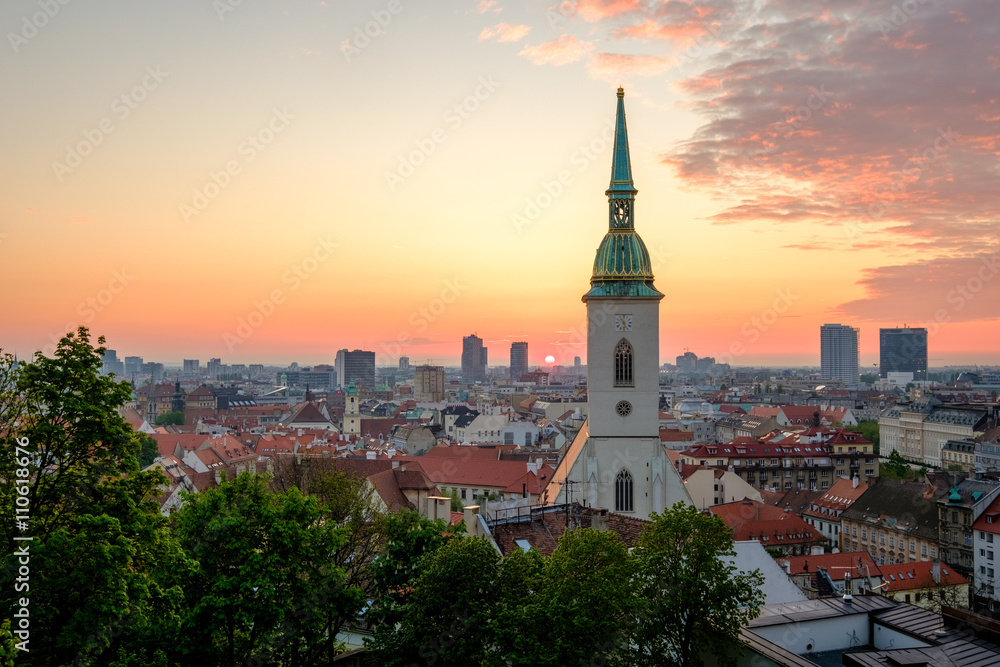 Bratislava, Slovakia landscape at sunrise Bratislava, Slovakia landscape at sunrise