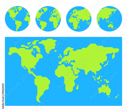 World map with globes