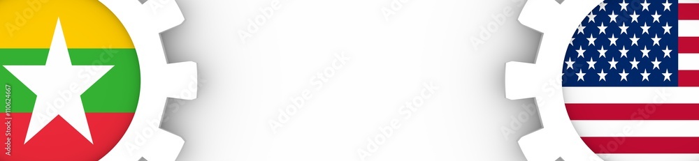 Web Banner, Header Layout Template. Politic and economic relationship between USA and Myanmar Web Banner, Header Layout Template. Politic and economic relationship between USA and Myanmar