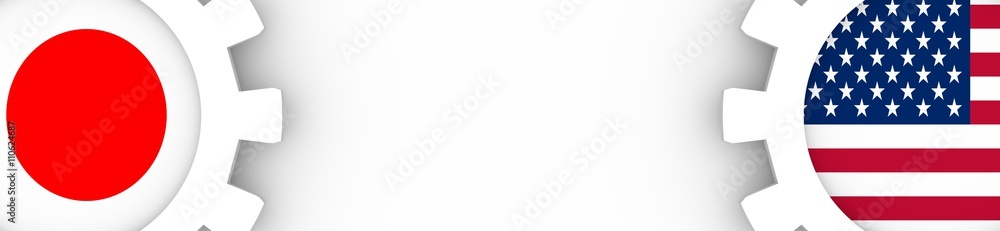 Web Banner, Header Layout Template. Politic and economic relationship between USA and Japan Web Banner, Header Layout Template. Politic and economic relationship between USA and Japan