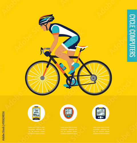 gps computers and apps for bike or cycling . infographics