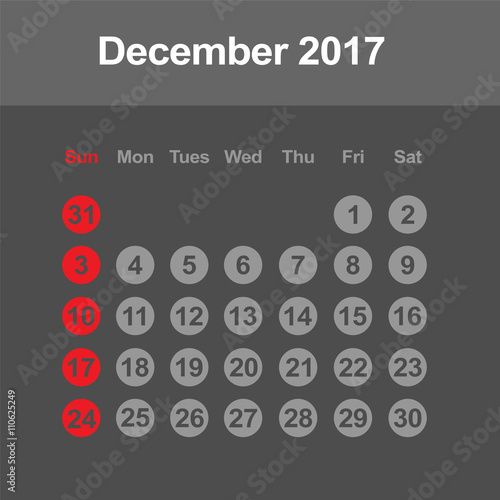 Template of calendar for December 2017