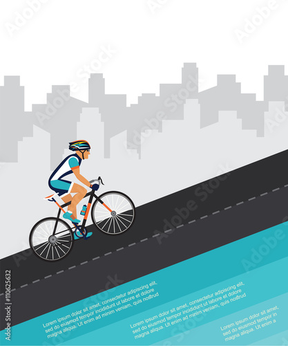 cycling competition race poster. cyclist riding through the city