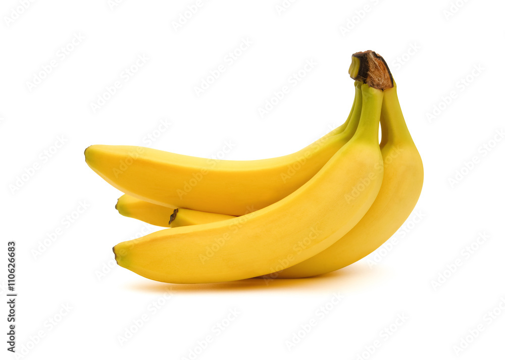 fresh bananas on white background with clipping path