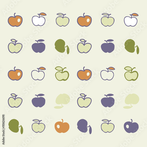 Stylish pattern with color  abstract apples. Vector illustration. 