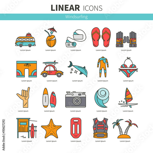 Icon set windsurfing