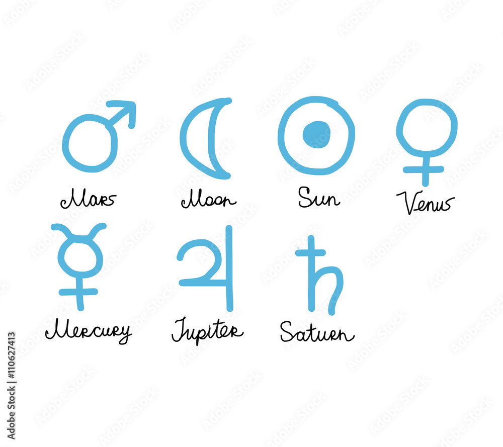 Astrology symbols of the planets, sketch for your design Astrology symbols of the planets, sketch for your design