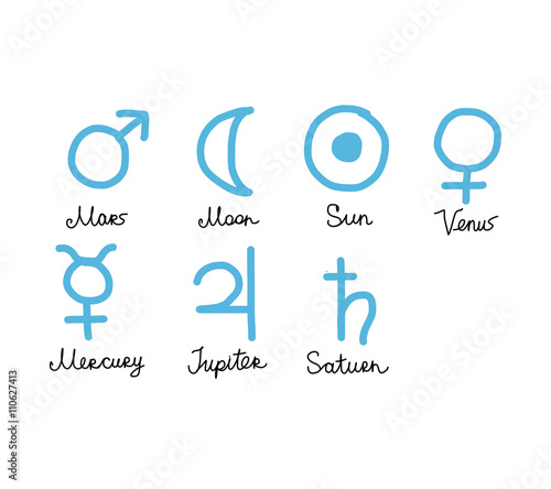 Astrology symbols of the planets, sketch for your design