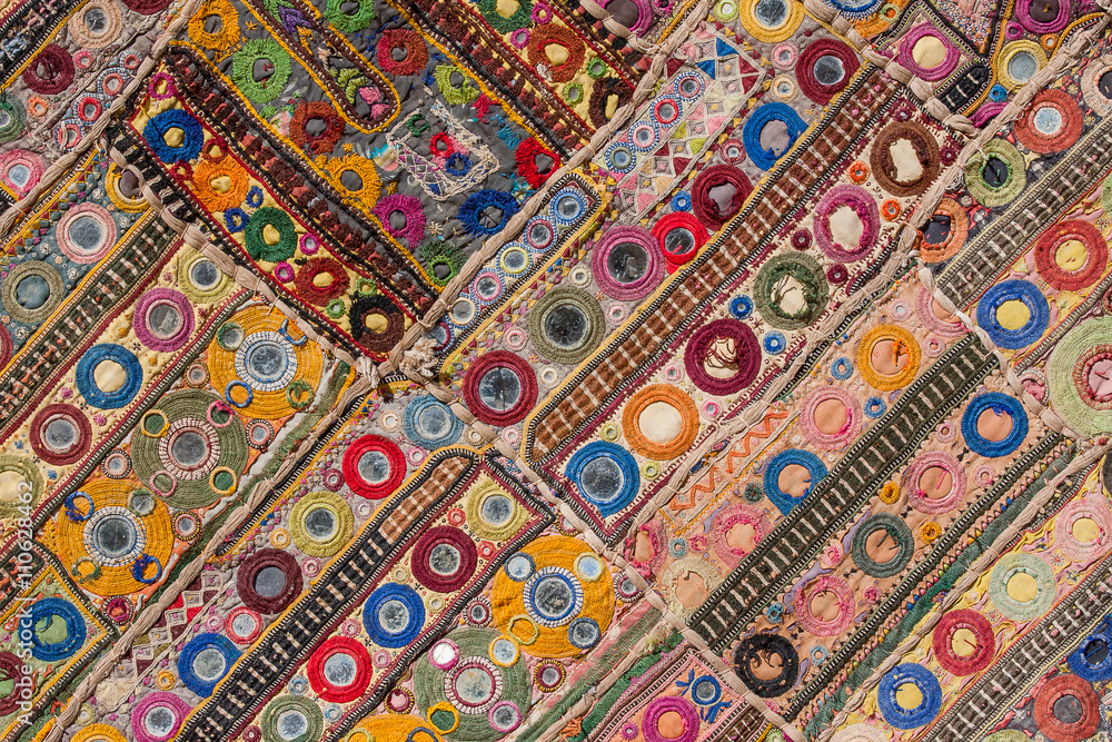 Indian patchwork carpet in Rajasthan, Asia