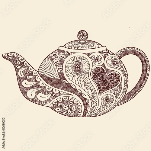 Patterned teapot drawing