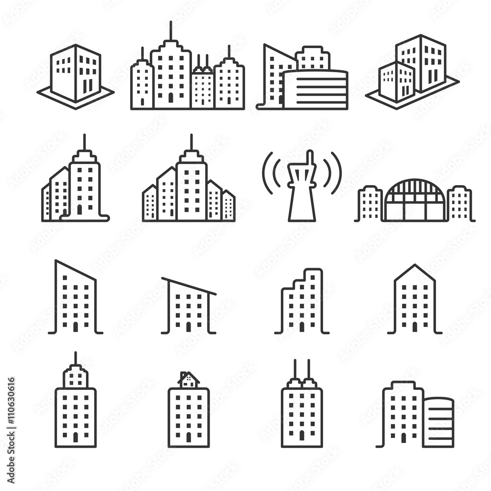 thin line building icon set 2, vector eps10