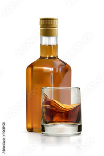 Whiskey, alcohol drink vector icon