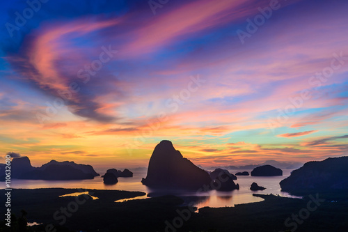 Sunrise at Samed Nangshe in Phang Nga province at Thailand