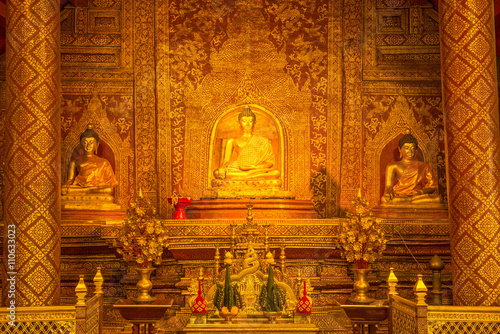 Phra Phuttha Sihing Buddha at Phra Sing Waramahavihan Temple photo