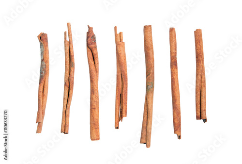 Isolated multiple cinnamon stick on a white background
