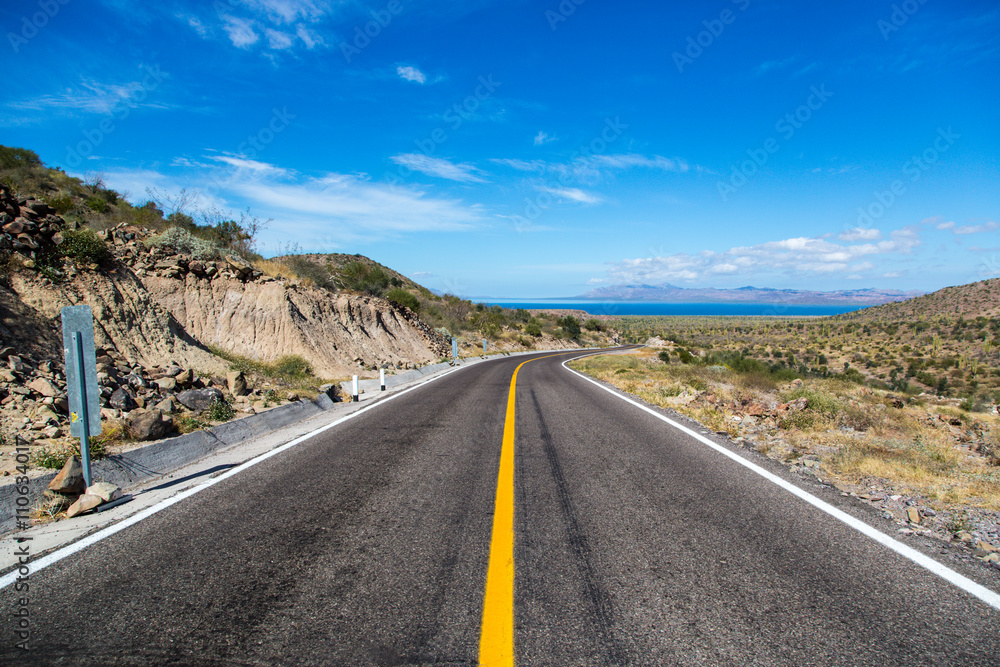 Empty road in Baja California, Mexico