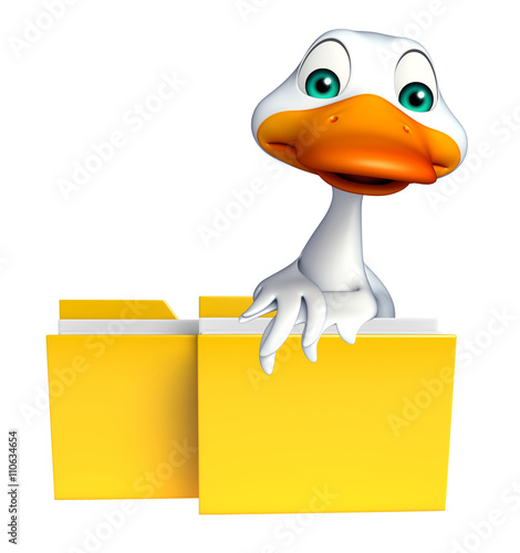 cute Duck cartoon character with folder © visible3dscience