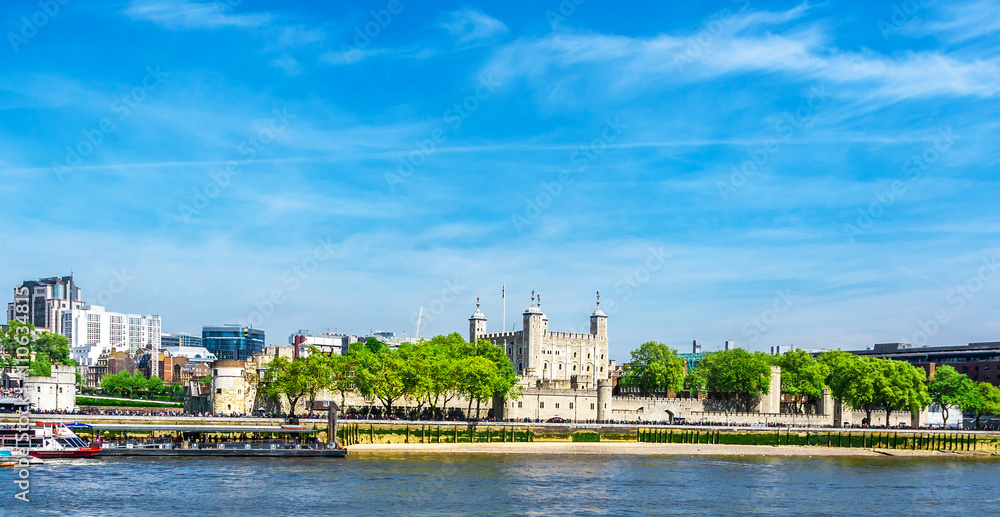 Tower of London on the Thames river