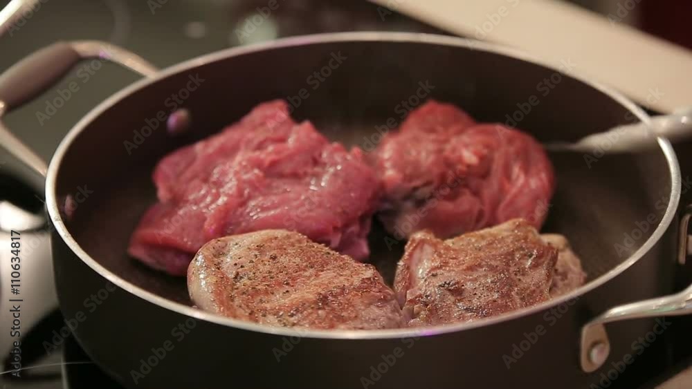 Beef steak fried in pan Beef steak fried in pan