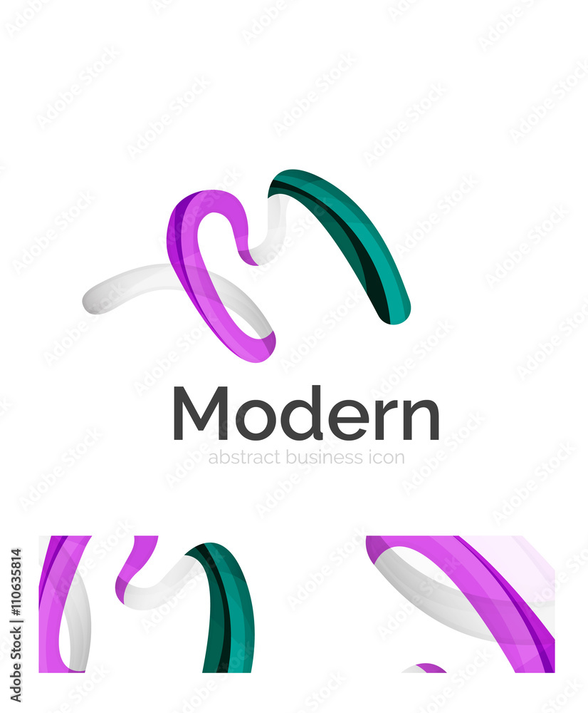 Fototapeta premium Abstract 3d swirl ribbon logo template with business card corporate identity design