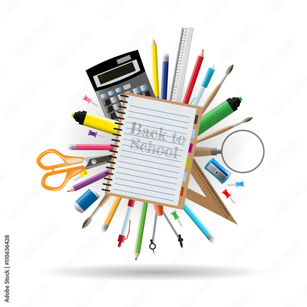 Fototapeta premium Back to school background, vector illustration