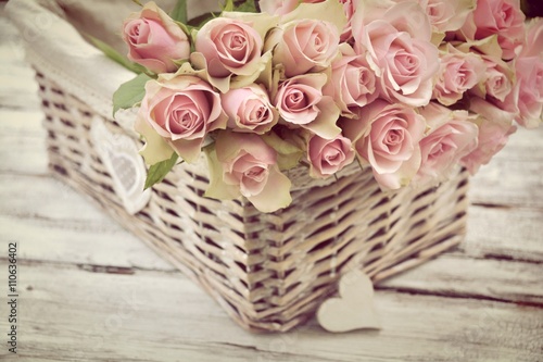 Grußkarte - rosa Rosenstrau...