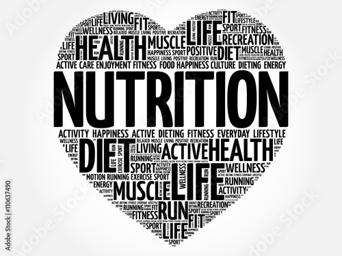 Nutrition heart word cloud, fitness, sport, health concept