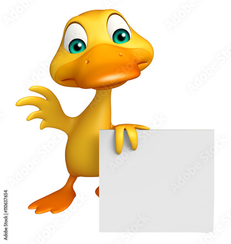 Duck cartoon character with white board © visible3dscience