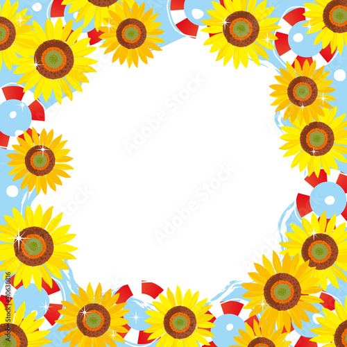 シー 夏 ヒマワリ 浮き輪