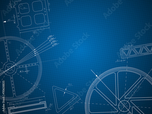 abstract blue print gear technology background