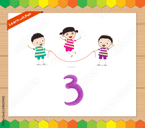 Kids playing with the number 3