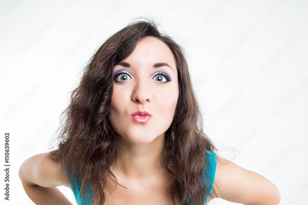 Funny sweet girl isolated on white background. Emotional portraits Funny sweet girl isolated on white background. Emotional portraits