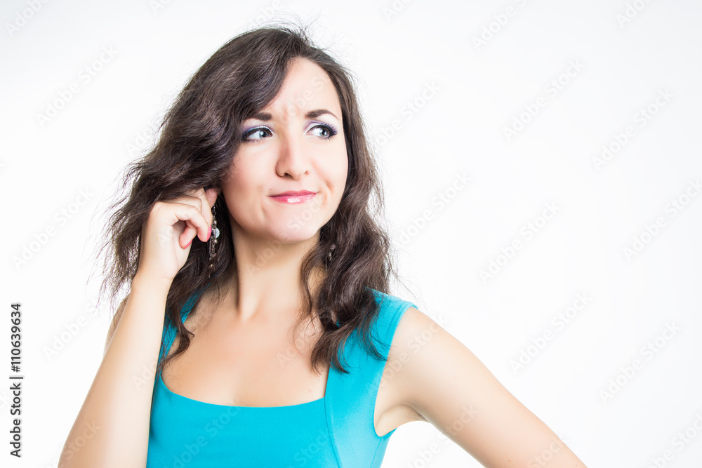 Funny sweet girl isolated on white background. Emotional portraits Funny sweet girl isolated on white background. Emotional portraits