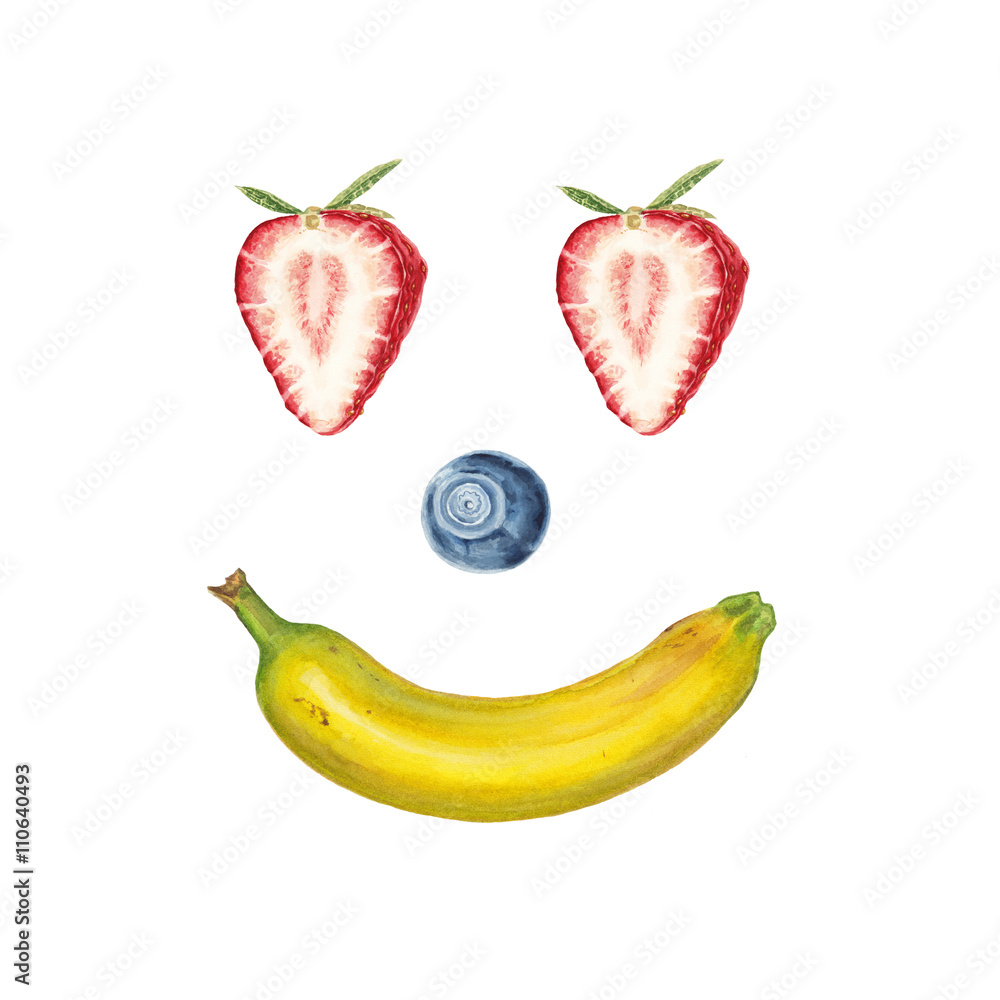 Fototapeta premium Watercolor fruit face
