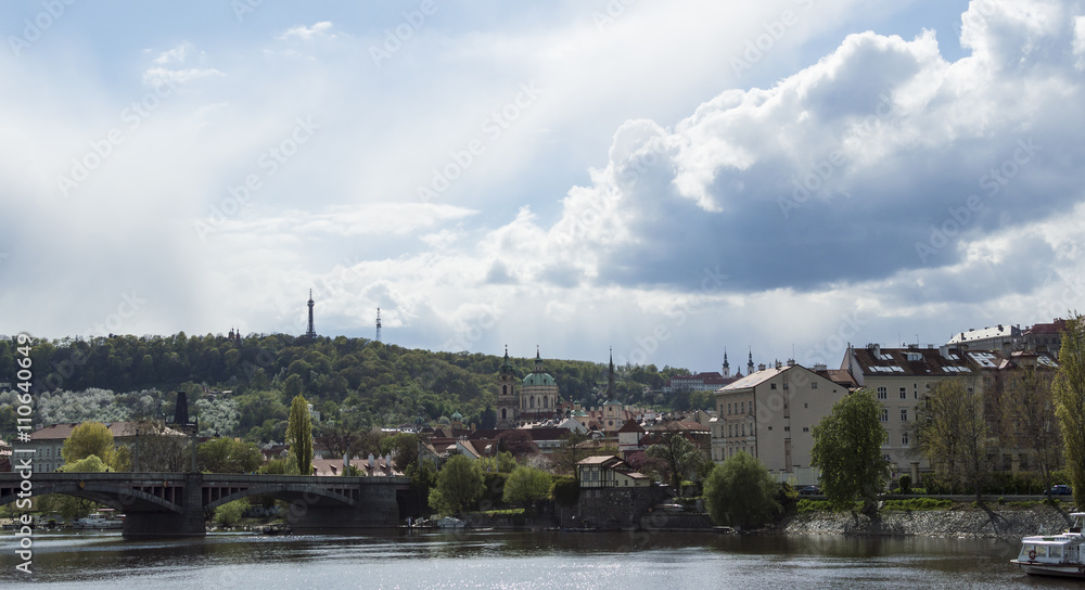 View on Vltava River in Prague in April, 2016