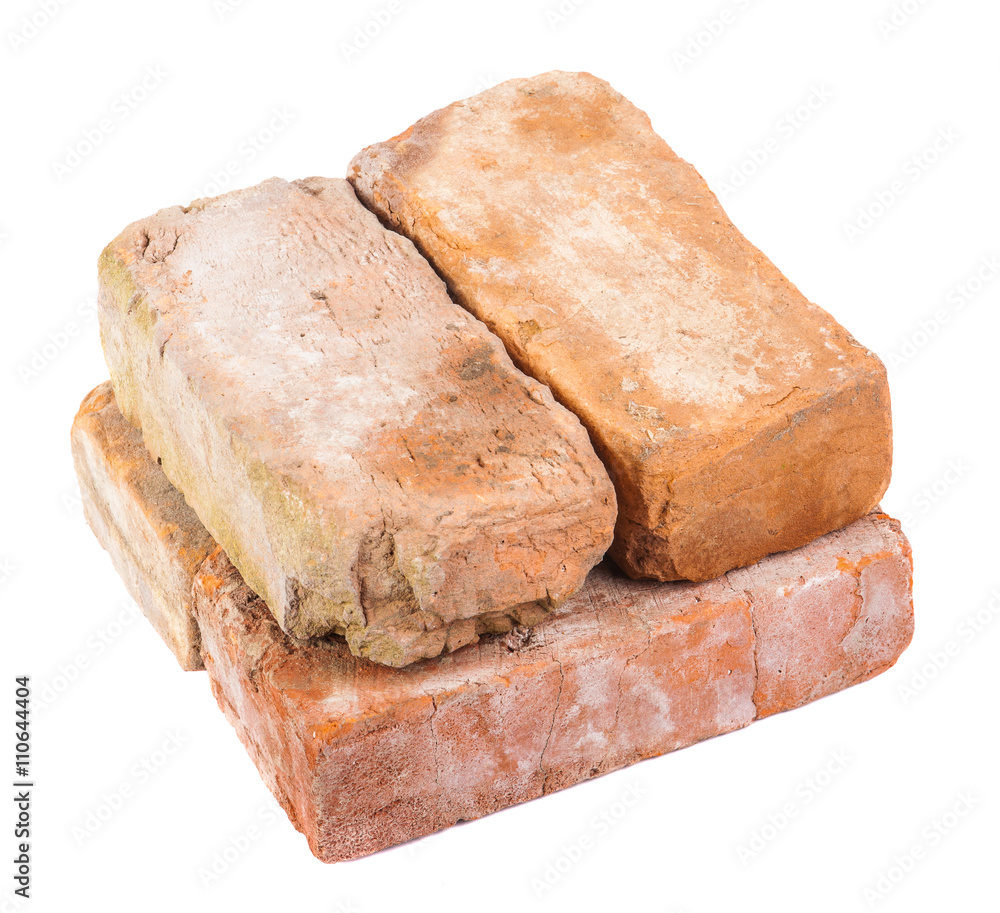 stack of old red bricks. isolated on white background stack of old red bricks. isolated on white background