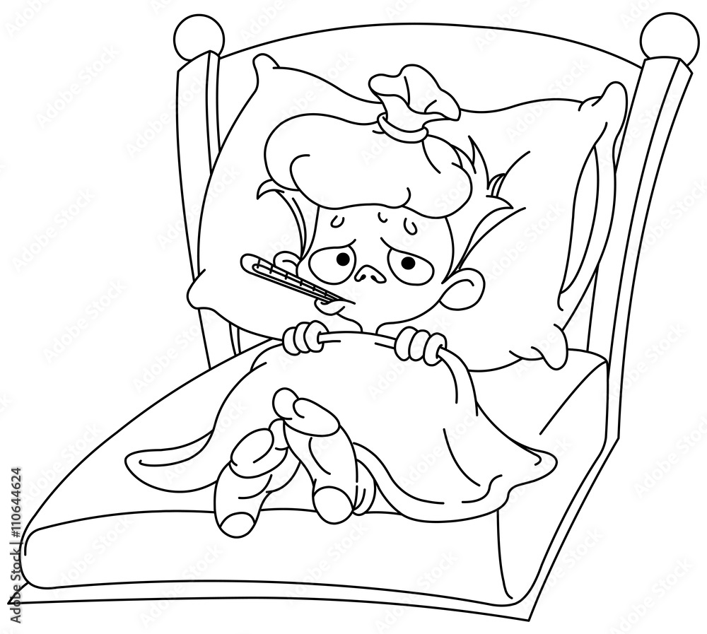 Obraz premium Outlined sick kid