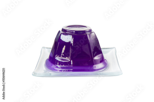 Purple grape jelly on dish isolated with clipping path on white