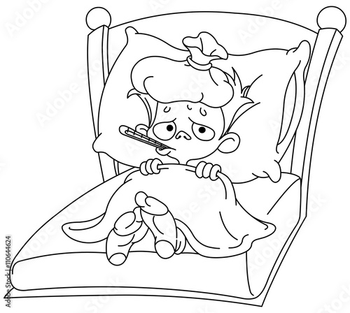 Outlined sick kid