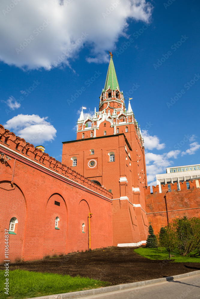 Towers  of Moscow  behind  red kremlin wall