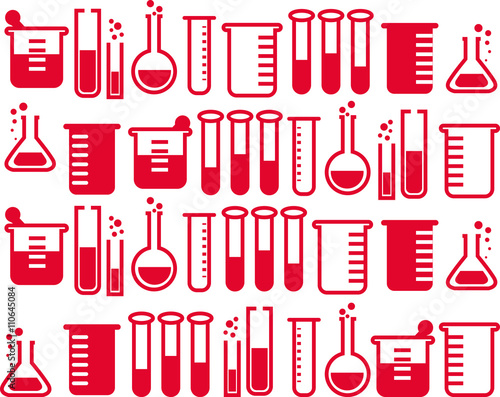 different types of test tubes icons on white background