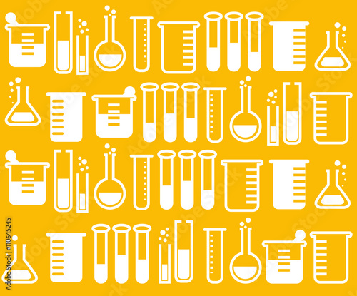 different types of test tubes icons on white background