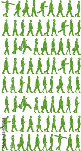group or walking business and workmen