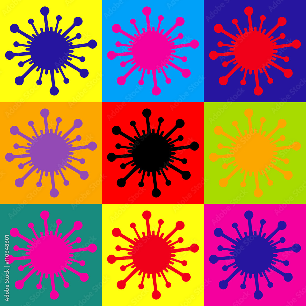 Virus sign. Pop-art style icons set Virus sign. Pop-art style icons set