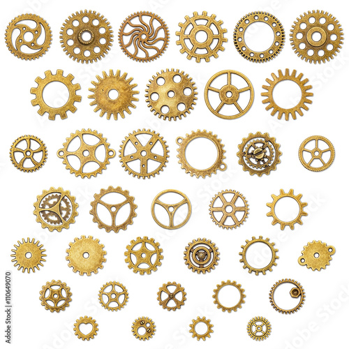 Set of Vintage Mechanical Cogwheel Gears Wheels