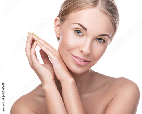 Fotografie Beautiful blonde woman with bright makeup