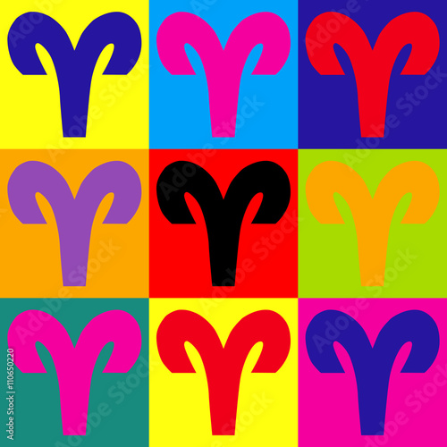 Aries sign. Pop-art style icons set