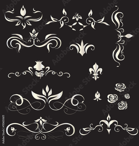 A set of vintage black and white design elements - vector