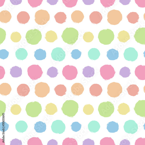 Seamless pattern with painted polka dot texture
