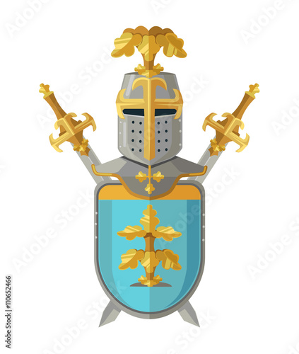 Knight armor. Vector flat cartoon illustration